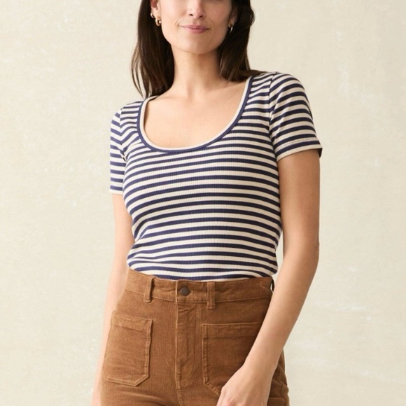 Fatherty Freestyle Rib Knit Tee Blue White Stripe Size M - Picture 1 of 10